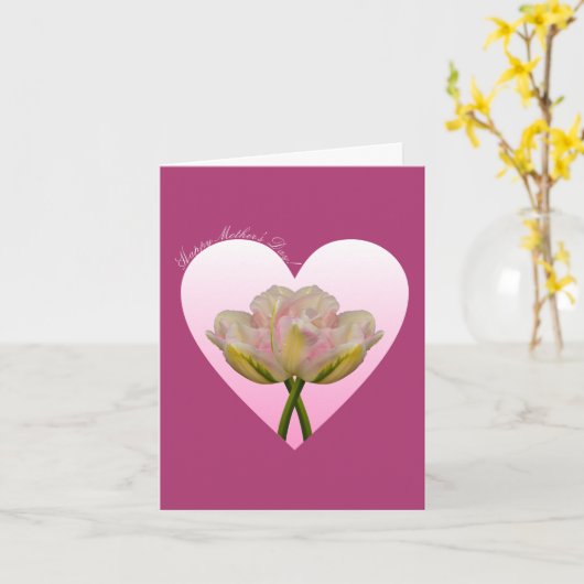 エレガントなハートのチューリップの母の日カード カード (黄色い花)