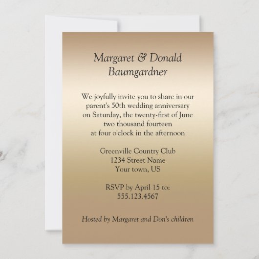 エレガントなハートの渦 50周年記念写真 招待状 (裏面)