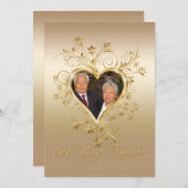 エレガントなハートの渦 50周年記念写真 招待状 (正面/裏面)