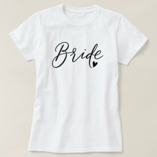 エレガントなハートの筆記体ブライド Tシャツ
