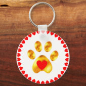 エレガントなハートの金の肉球 キーホルダー (正面)