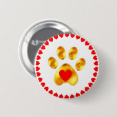 エレガントなハートの金の肉球 缶バッジ (正面&裏面)