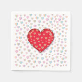 エレガントなハートデザインにハートの斑点 スタンダードカクテルナプキン (正面)