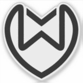 エレガントなハート付きのXW文字 シール (正面)