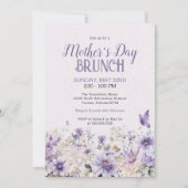 エレガントなバイオレットの野生の花の母の日のブランチ 招待状 (正面)