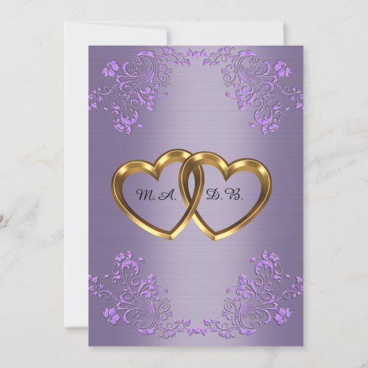 エレガントなバイオレットサテンの結婚式の招待状 招待状 (裏面)