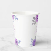 エレガントなバイオレットローズグリーンの花のウェディングシャワーデザイン 紙コップ (左)