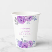 エレガントなバイオレットローズグリーンの花のウェディングシャワーデザイン 紙コップ (正面)