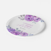 エレガントなバイオレットローズグリーンウェディングシャワー ペーパープレート (アングル)