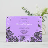 エレガントなバイオレットローズ ベイビーネーミング インビテーション ヘブライ語 (スタンド正面)