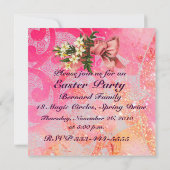 エレガントなバスケット, ニワトリ, 花, イースターエッグ 招待状 (裏面)