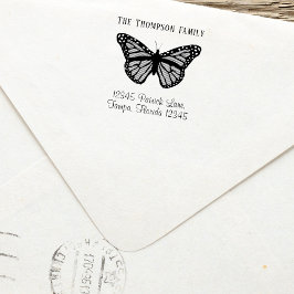 エレガントなバタフライ 返送先カスタム セルフインキングスタンプ