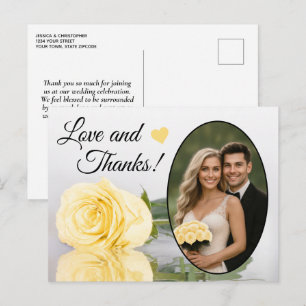 エレガントなバターイエローのバラの結婚式の愛と感謝 ポストカード