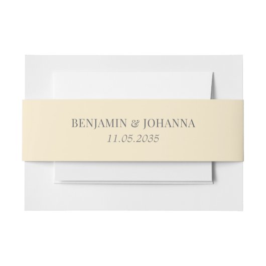 エレガントなバターイエロー結婚式カスタム 招待状ベリーバンド (正面例)