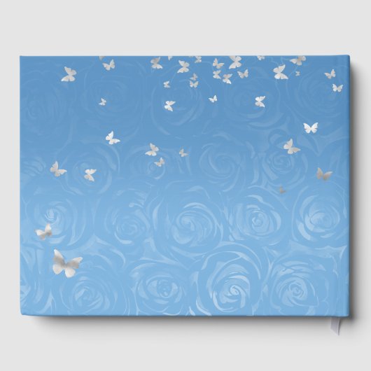 エレガントなバハマブルーとシルバーのクラウン ゲストブック (裏面)