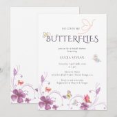 エレガントなバホ 彼が私に蝶々を与える ブライダルシャワー 招待状 (正面/裏面)