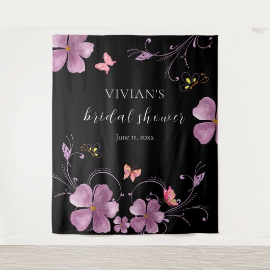 エレガントなバホ 彼は私に蝶々を与える  ブライズシャワー タペストリー (正面)