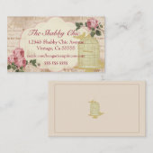 エレガントなバラが付いているヴィンテージの鳥籠 名刺 (正面/裏面)