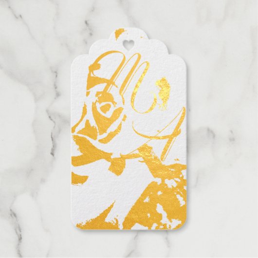 エレガントなバラのイニシャル デザイン ギフトタグ (正面)