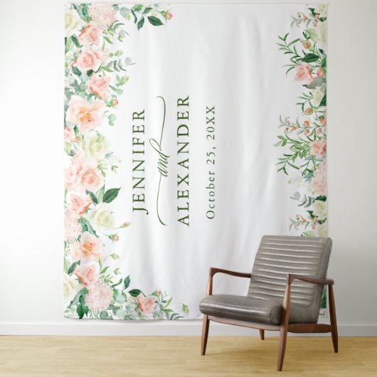 エレガントなバラのウェディング フォトブース 背景 タペストリー (インサイチュ)