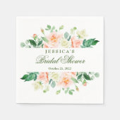 エレガントなバラのグリーンウェディングシャワーペーパー スタンダードカクテルナプキン (正面)