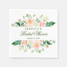 エレガントなバラのグリーンウェディングシャワーペーパー スタンダードカクテルナプキン