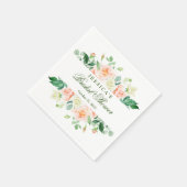 エレガントなバラのグリーンウェディングシャワーペーパー スタンダードカクテルナプキン (角)