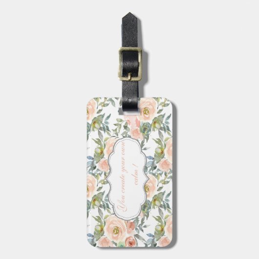 エレガントなバラのデザイン - やる気を出すメッセージ ラゲッジタグ (正面縦)