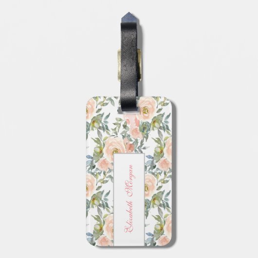 エレガントなバラのデザイン - やる気を出すメッセージ ラゲッジタグ (裏面縦)