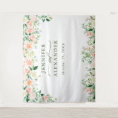 エレガントなバラのブーケ ウェディング フォトブース 背景 タペストリー (正面)