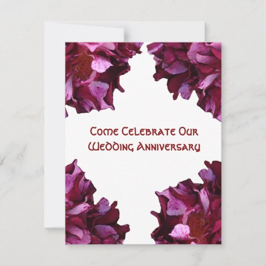 エレガントなバラの写真 年間記念日招待状 招待状 (正面)