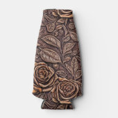 エレガントなバラの彫刻が施された木製ボトルクーラー ボトルクーラー (正面)