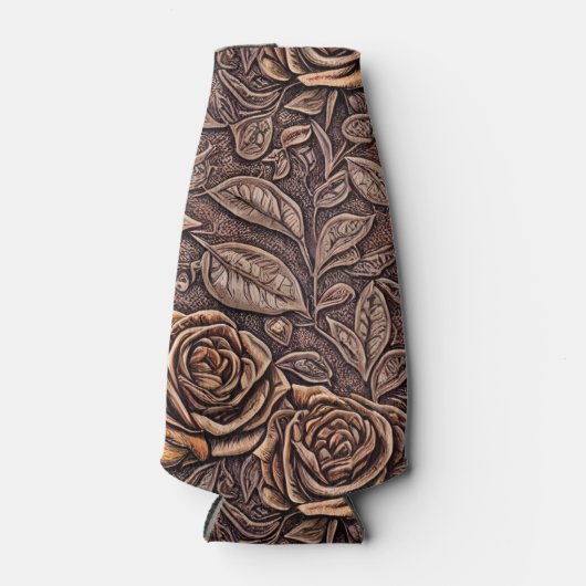 エレガントなバラの彫刻が施された木製ボトルクーラー ボトルクーラー (正面)