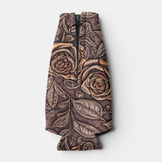 エレガントなバラの彫刻が施された木製ボトルクーラー ボトルクーラー (裏面)