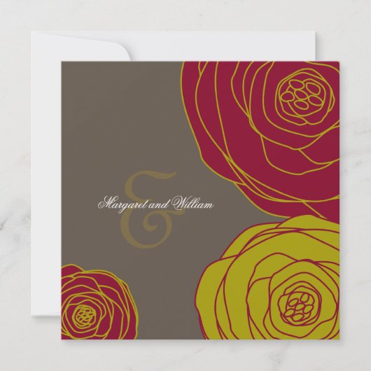 エレガントなバラの結婚式招待状 招待状 (正面)