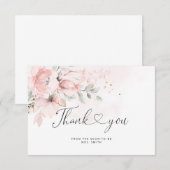 エレガントなバラの色の ブライダルシャワーのお礼カード サンキューカード (正面/裏面)