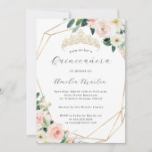 エレガントなバラの花のティアラ　幾何学的なキンセアニエラ 招待状 (正面)