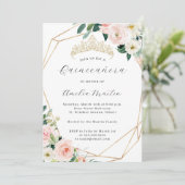 エレガントなバラの花のティアラ　幾何学的なキンセアニエラ 招待状 (スタンド正面)