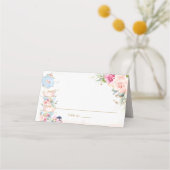 エレガントなバラの花のハイティーパーティー折りたたみテント プレイスカード (裏面)