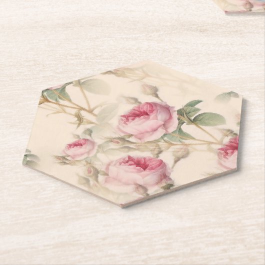 エレガントなバラの花のヴィンテージ パーティー ホスト デコレーション ペーパーコースター (アングル)