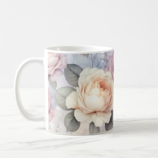 エレガントなバラの花 コーヒーマグカップ (左)