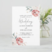 エレガントなバラの赤とアイボリーのウェディング 招待状 (スタンド正面)