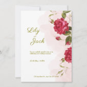 エレガントなバラをテーマにしたウェディング 招待状 (正面)