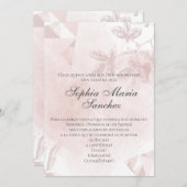 エレガントなバラゴールドの花飾り付きスペイン語のフレーズロジー 招待状 (正面/裏面)