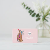 エレガントなバラピンクとシルバーのネイルサロン 名刺 (スタンド正面)