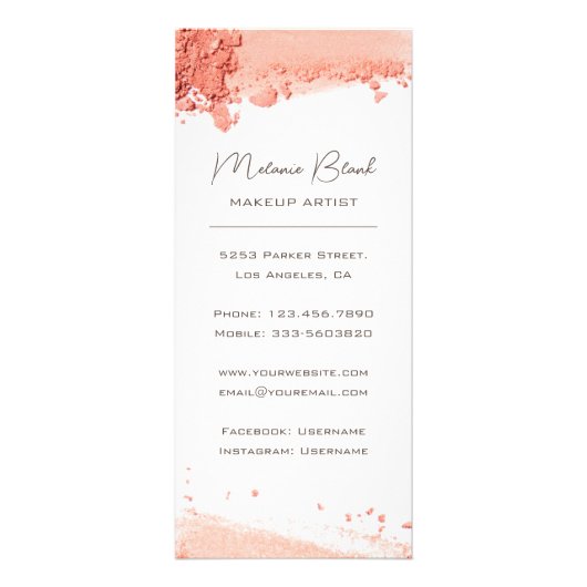 エレガントなバラピンクのアイシャドウメイク価格リスト ラックカード (裏面)