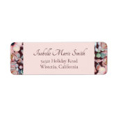 エレガントなバラピンクのアネモネの花の幾何学フレーム ラベル (正面)