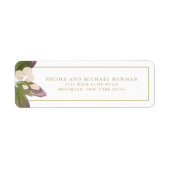 エレガントなバラピンクの花と緑のアドレスラベル ラベル (正面)