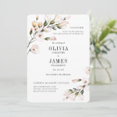 エレガントなバラピンクの花の結婚式 招待状 (スタンド正面)