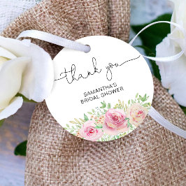 エレガントなバラピンクの花束 ブライダルシャワーのお礼 フェイバータグ